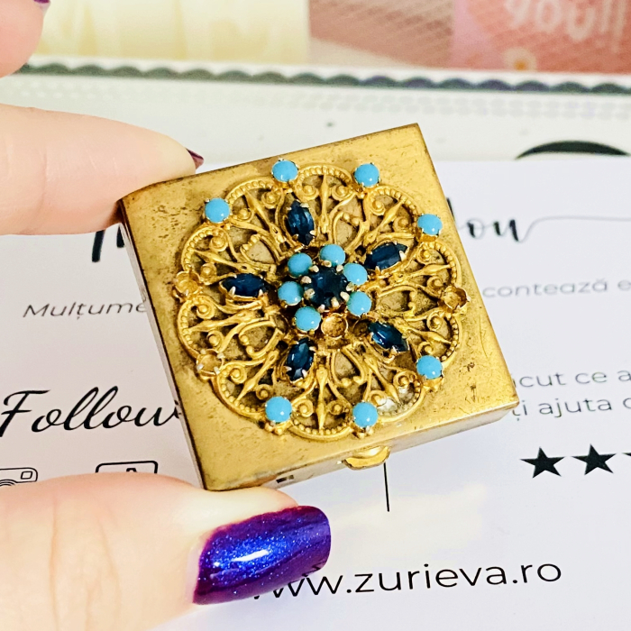 Mini Cutiuta Vintage - Cristale Albastre, Decoratiuni Vintage [2]