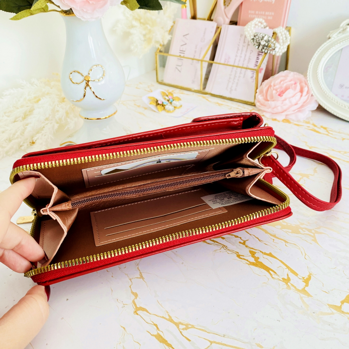 Portofel Rosu 2 in 1 tip Geanta Piele Ecologica, Portofele Dama [2]