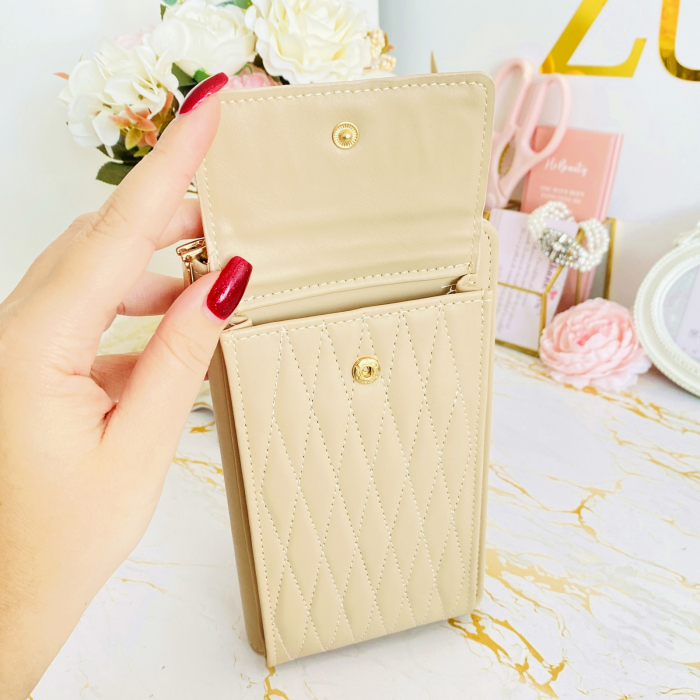 Portofel Crem 2 in 1 tip Geanta Piele Ecologica, Portofele Dama [4]