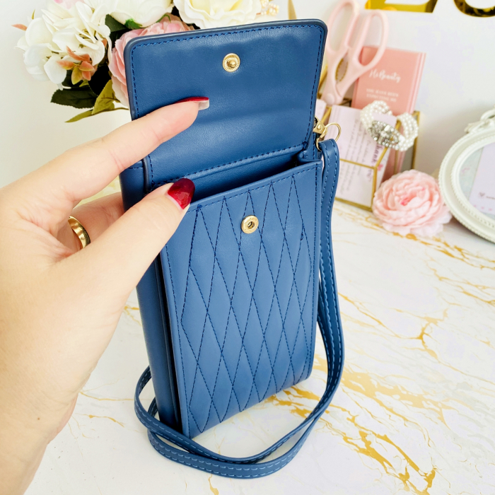 Portofel Albastru 2 in 1 tip Geanta Piele Ecologica, Portofele Dama [4]