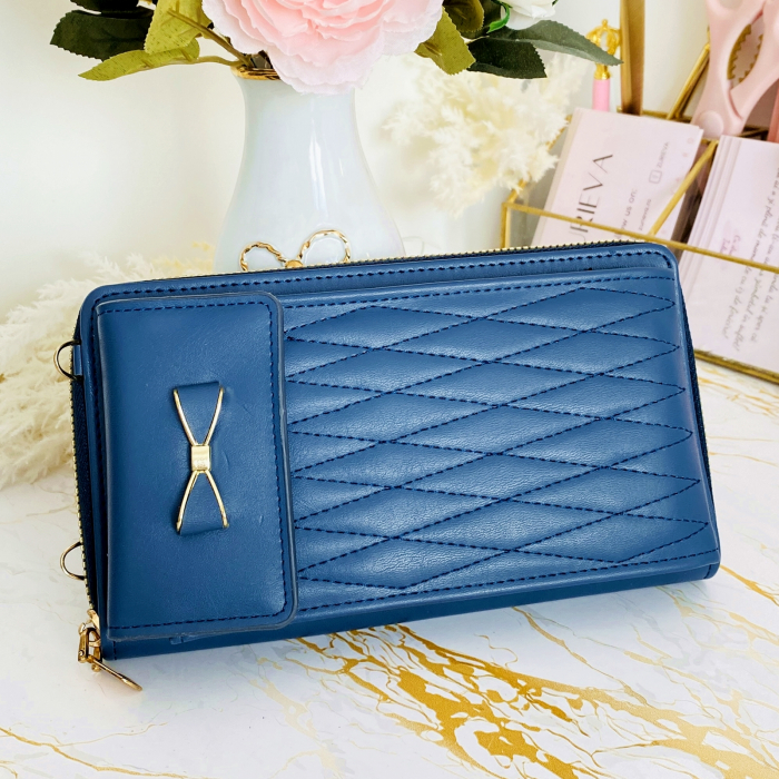 Portofel Albastru 2 in 1 tip Geanta Piele Ecologica, Portofele Dama [7]