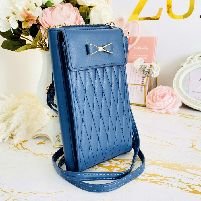 Portofel Albastru 2 in 1 tip Geanta Piele Ecologica, Portofele Dama [5]