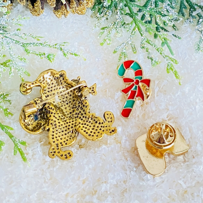 Set 3 Brose Mos Craciun, Candy Cane, Soseta, Brosa Statement, Brose Femei [7]