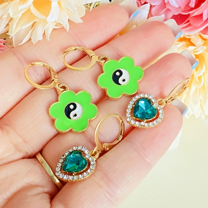 Set Cercei Inimi & Flori Yin Yang, Cercei Dama, Bijuterii Femei [2]