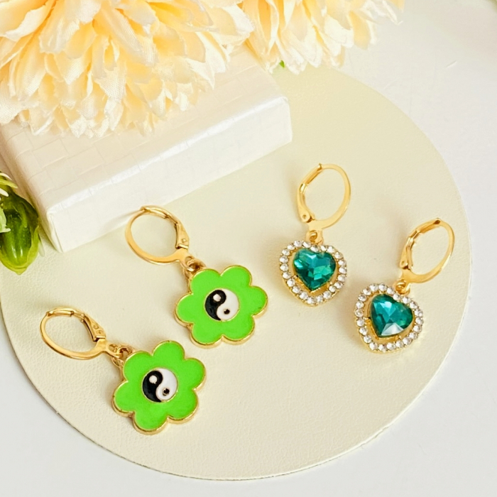 Set Cercei Inimi & Flori Yin Yang, Cercei Dama, Bijuterii Femei [1]