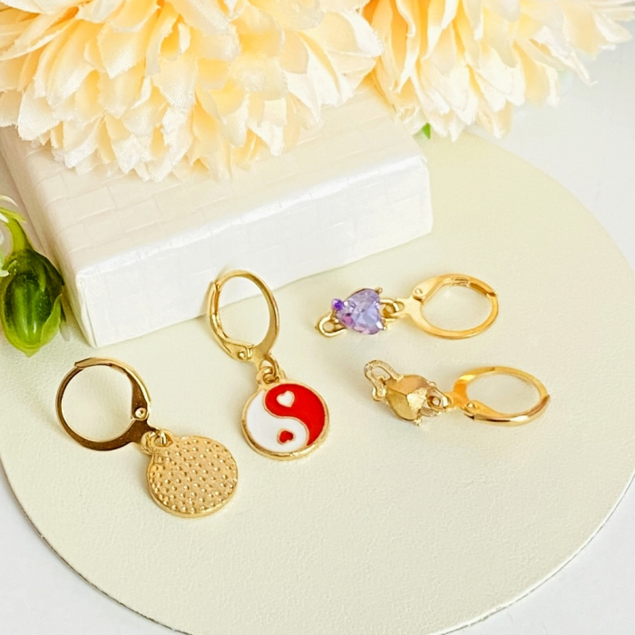 Set Cercei Inimi Yin Yang Rosu, Cercei Dama, Bijuterii Femei [5]