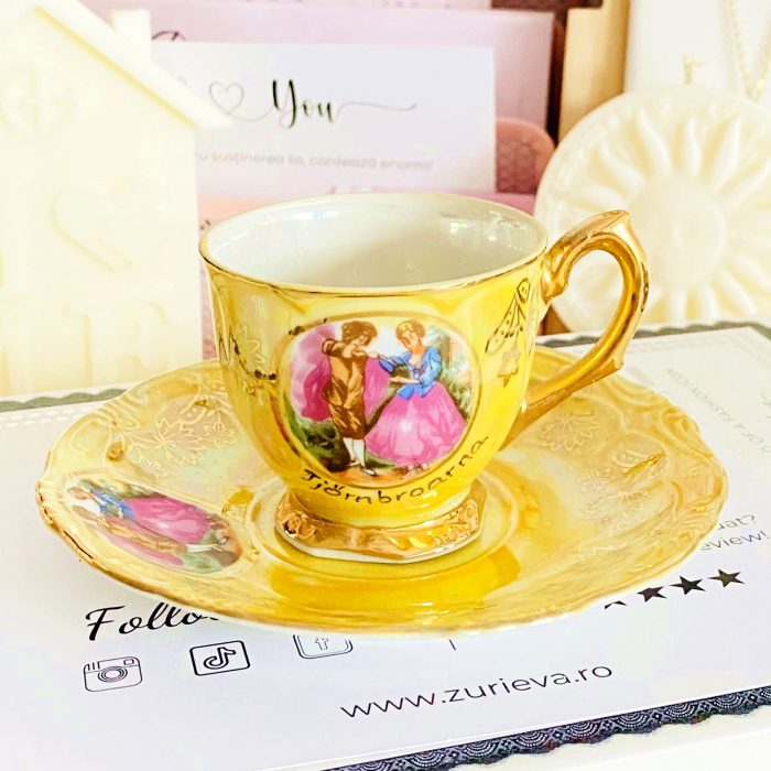 Set cescuta & farfurie Fragonard Galben, Decoratiuni Vintage [2]