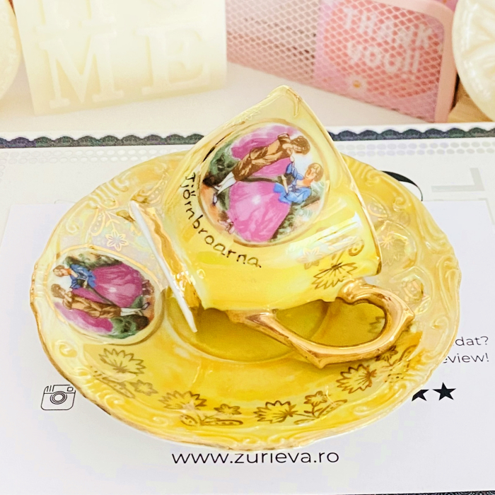 Set cescuta & farfurie Fragonard Galben, Decoratiuni Vintage [6]