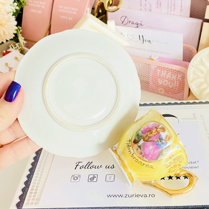 Set cescuta & farfurie Fragonard Galben, Decoratiuni Vintage [7]