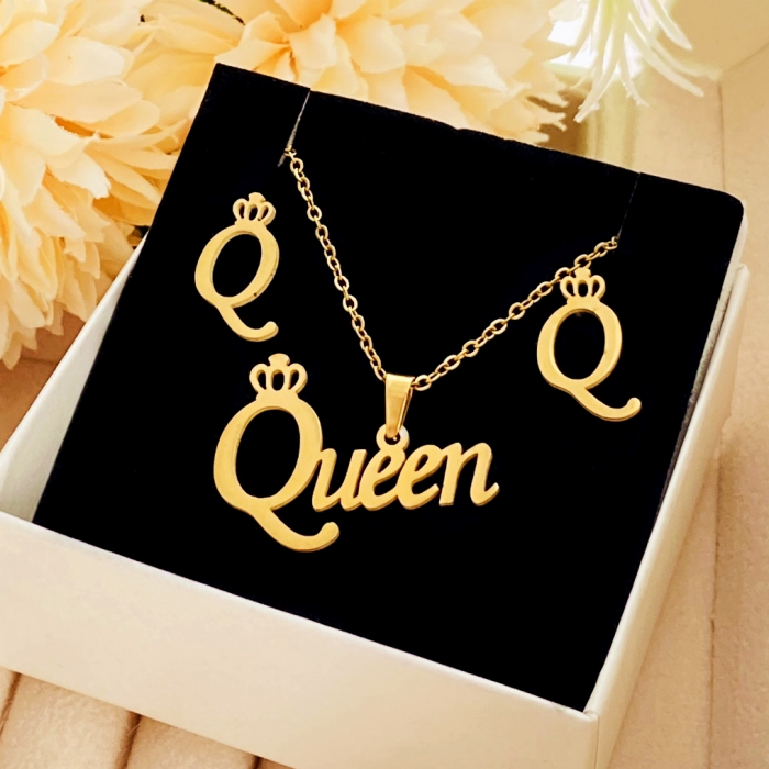 Set Colier & Cercei Queen - Otel Inoxidabil, Bijuterii Inox, Cadouri Femei [6]