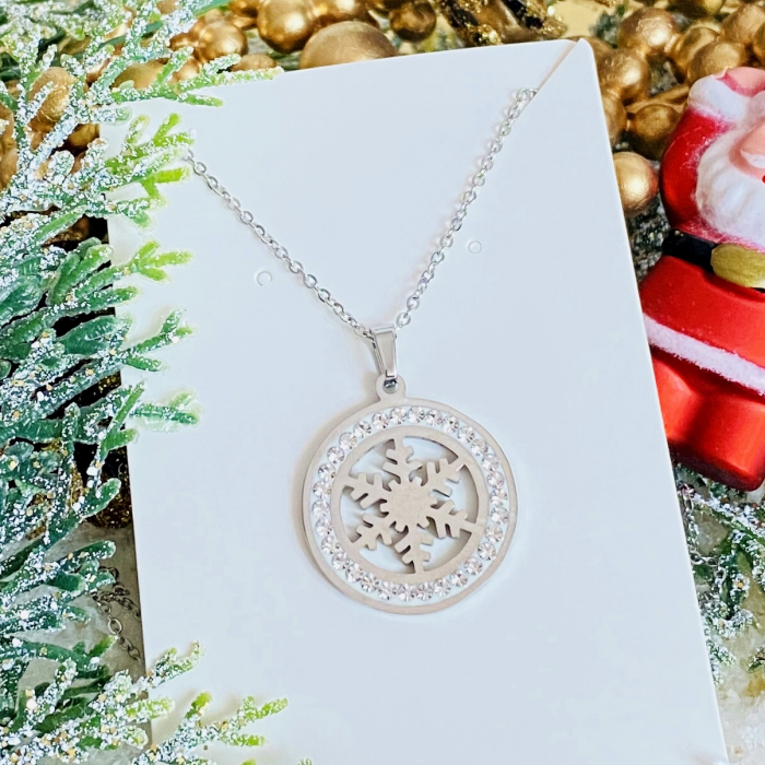 Colier Fulg Nea Argintiu - Otel Inoxidabil, Cercei Secret Santa, Cercei Dama [5]