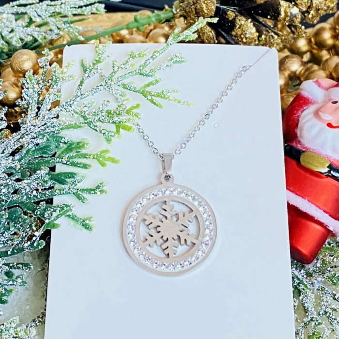 Colier Fulg Nea Argintiu - Otel Inoxidabil, Cercei Secret Santa, Cercei Dama [6]