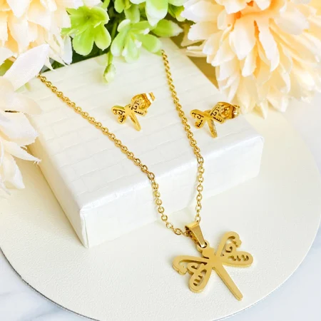 Set Colier & Cercei Libelula - Otel Inoxidabil, Bijuterii Inox, Cadouri Femei [2]
