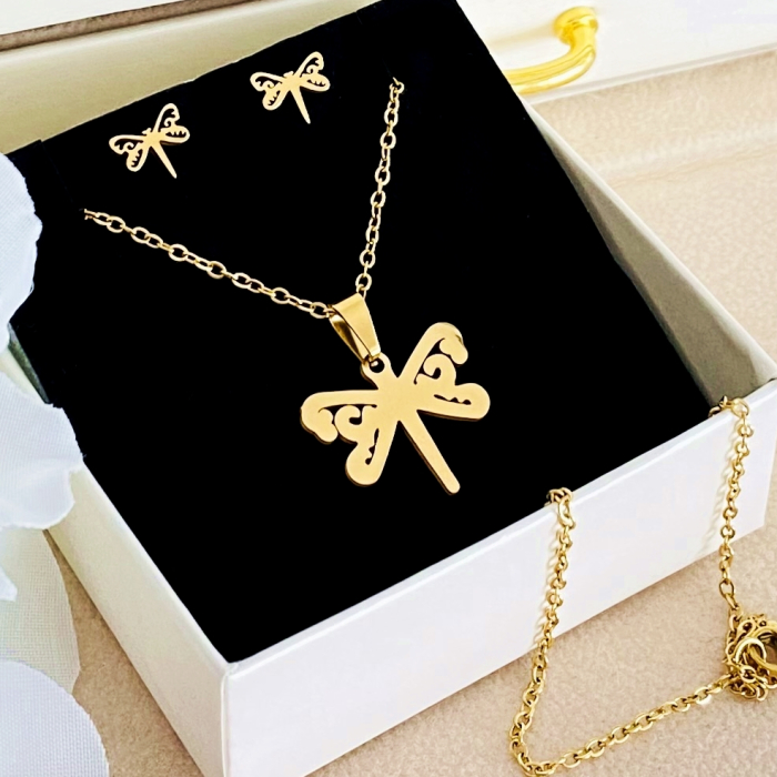 Set Colier & Cercei Libelula - Otel Inoxidabil, Bijuterii Inox, Cadouri Femei [5]