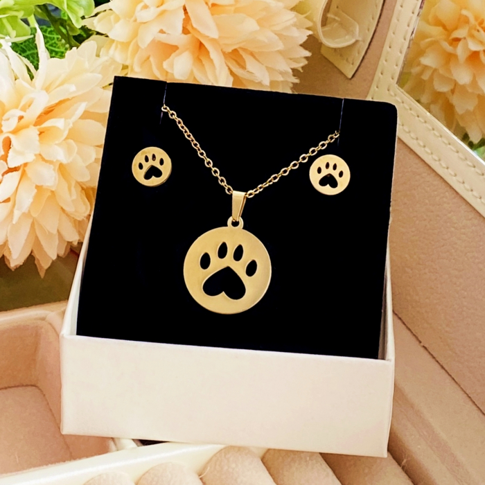 Set Colier & Cercei Dog Love - Otel Inoxidabil, Bijuterii Inox, Cadouri Femei [5]