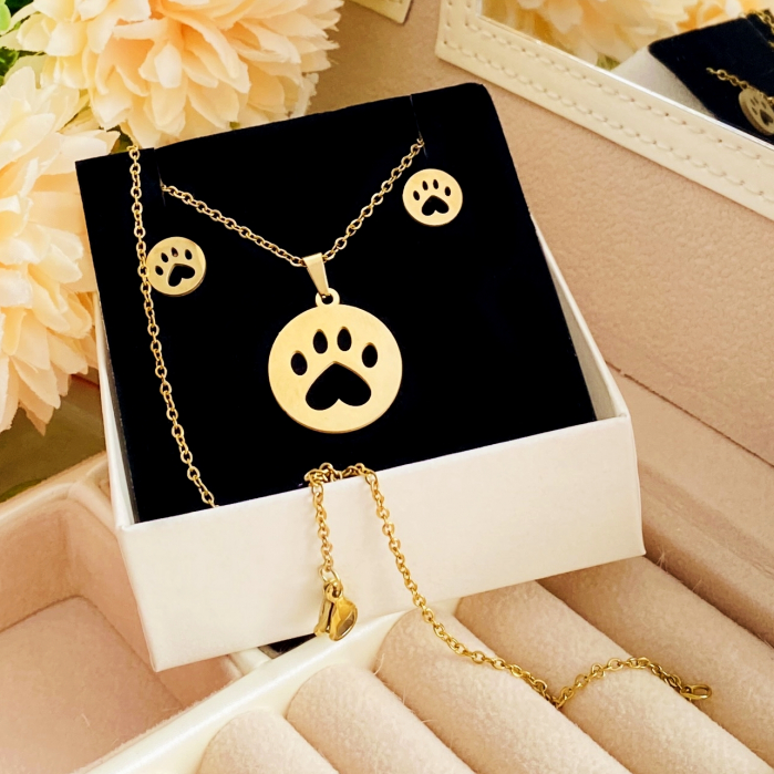 Set Colier & Cercei Dog Love - Otel Inoxidabil, Bijuterii Inox, Cadouri Femei [2]