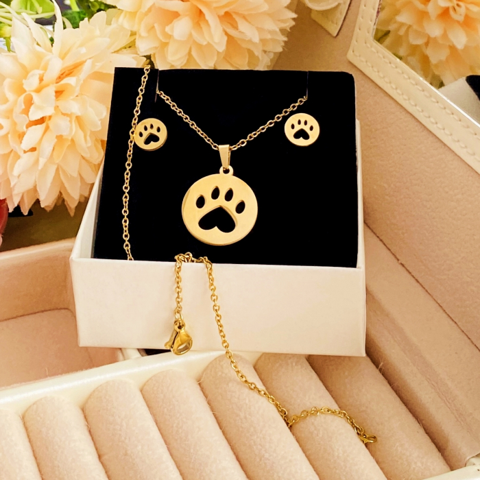 Set Colier & Cercei Dog Love - Otel Inoxidabil, Bijuterii Inox, Cadouri Femei [4]