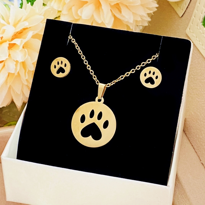 Set Colier & Cercei Dog Love - Otel Inoxidabil, Bijuterii Inox, Cadouri Femei [3]