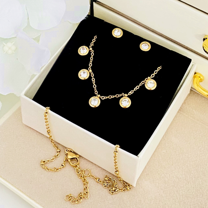 Set Colier & Cercei Cristale - Otel Inoxidabil, Bijuterii Inox, Cadouri Femei [4]