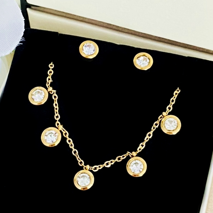 Set Colier & Cercei Cristale - Otel Inoxidabil, Bijuterii Inox, Cadouri Femei [2]