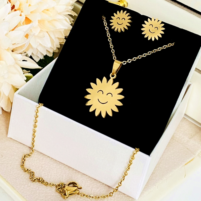 Set Colier & Cercei Soare - Otel Inoxidabil, Bijuterii Inox, Cadouri Femei [5]