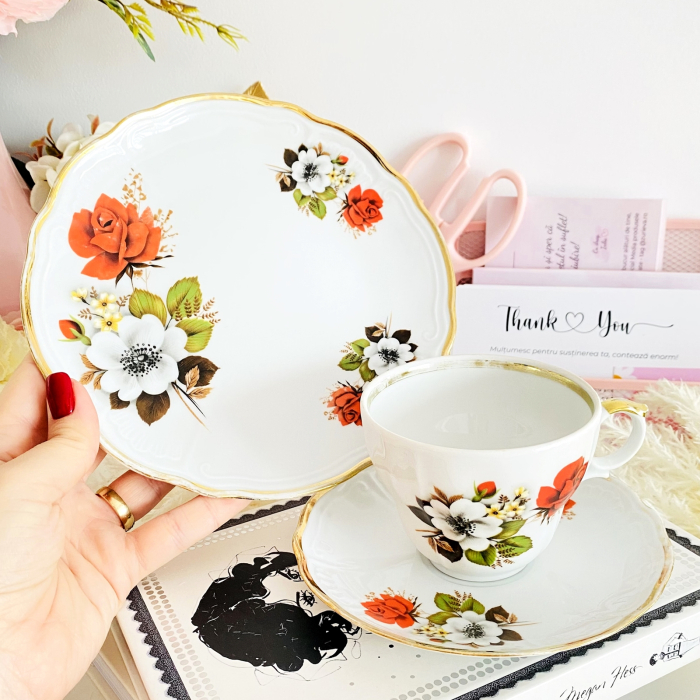 Set Mic Dejun Flori Bavaria, Portelan Vintage [2]