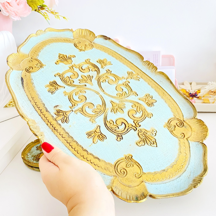 Set Tava Florentina & Suporturi Pahare, Portelan Vintage [7]