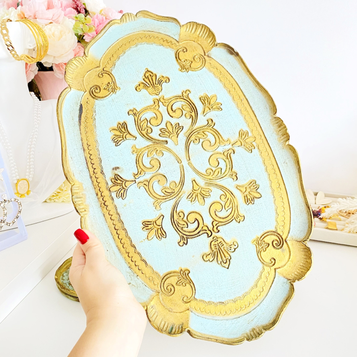 Set Tava Florentina & Suporturi Pahare, Portelan Vintage [3]