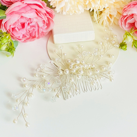 Accesoriu Par Perle Albe Mireasa, Accesorii Par Mirese [5]