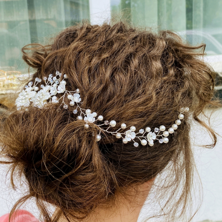 Accesoriu Par Flori, Perle, Cristale Mireasa XL, Accesorii Par Mirese [2]