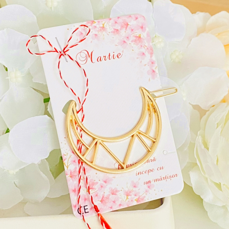 Martisor Agrafe de Par Semiluna Luna Aurie, Clama, Accesorii Par [2]