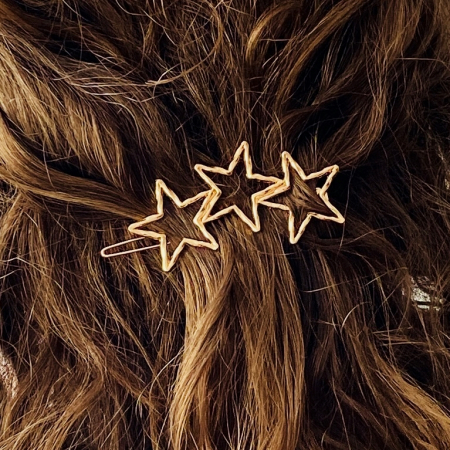 Martisor Agrafa Par 3 Stelute Aurii, Agrafa de Par, Accesorii Par, Clama metal [1]