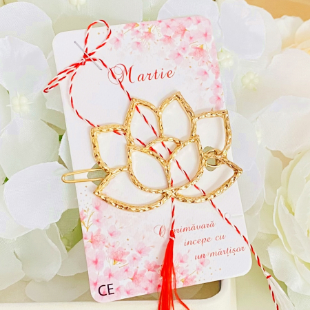 MARTISOR - Agrafa Par Floare Aurie, Agrafa de Par, Accesorii Par, Clama metal