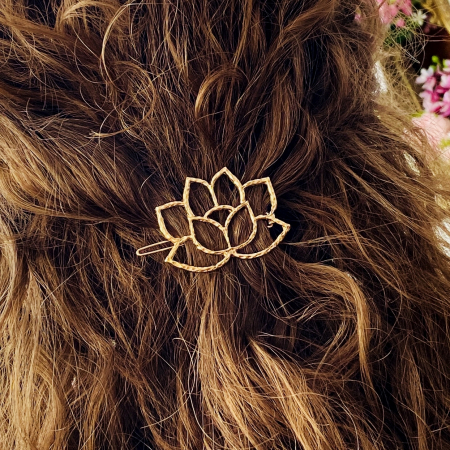 Agrafa Par Floare Aurie, Agrafa de Par, Accesorii Par, Clama metal [1]