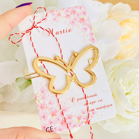 MARTISOR - Martisor Clama Fluture, Agrafa de Par, Accesorii Par, Clama metal