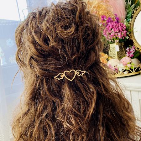 Agrafa Par Inima & Aripi, Agrafa de Par, Accesorii Par, Clama metal [4]