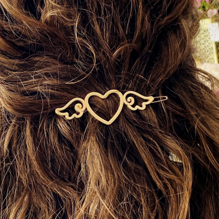 Agrafa Par Inima & Aripi, Agrafa de Par, Accesorii Par, Clama metal [1]