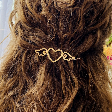 Agrafa Par Inima & Aripi, Agrafa de Par, Accesorii Par, Clama metal [6]