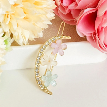 Agrafa Par Semiluna Flori Colorate, Agrafa de Par, Accesorii Par, Clama metal [1]