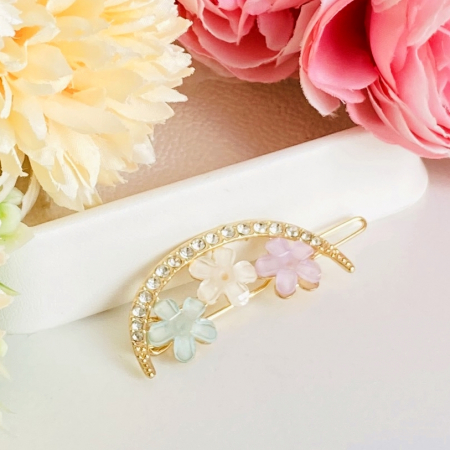 Agrafa Par Semiluna Flori Colorate, Agrafa de Par, Accesorii Par, Clama metal [6]