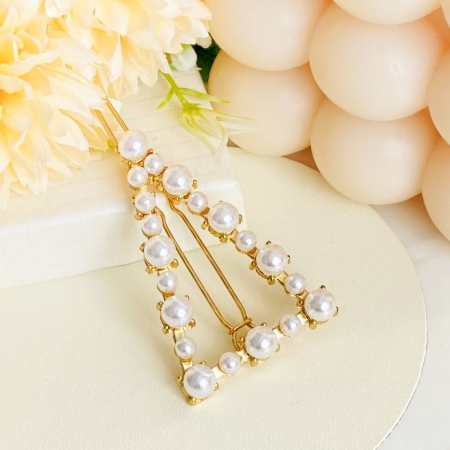 Agrafa de Par Triunghi Perle, Agrafa de Par, Accesorii Par, Clama metal [5]