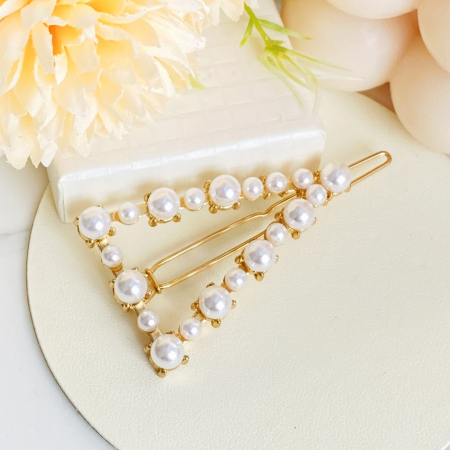 Agrafa de Par Triunghi Perle, Agrafa de Par, Accesorii Par, Clama metal [7]