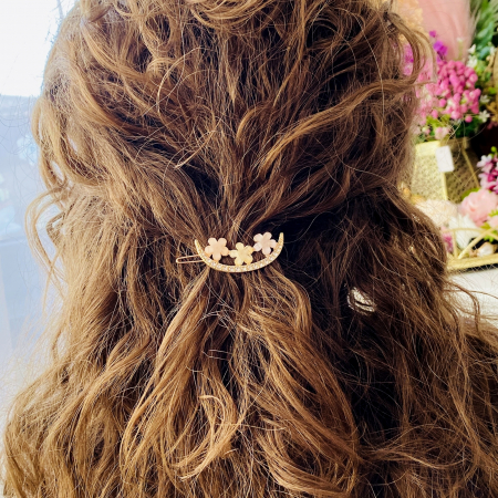 Agrafa Par Semiluna Flori Colorate, Agrafa de Par, Accesorii Par, Clama metal [3]