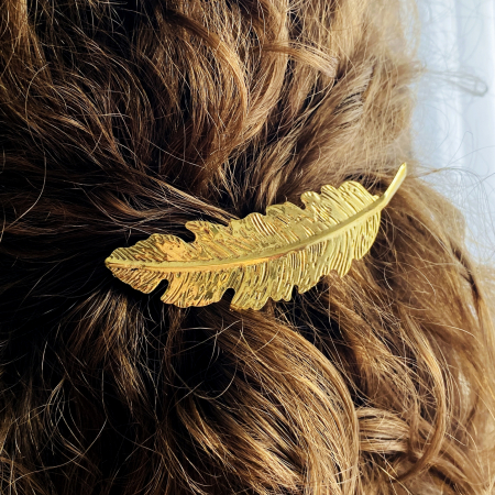 ACCESORII PAR - Clama Pana Aurie, Agrafa de Par, Accesorii Par, Clama metal