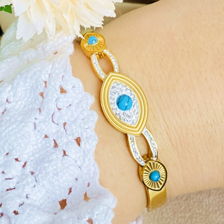 Bratara Aurie Bangle Blue Otel Inoxidabil, Bijuterii Inox, Bratari Dama [8]