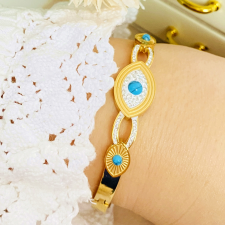 Bratara Aurie Bangle Blue Otel Inoxidabil, Bijuterii Inox, Bratari Dama [2]