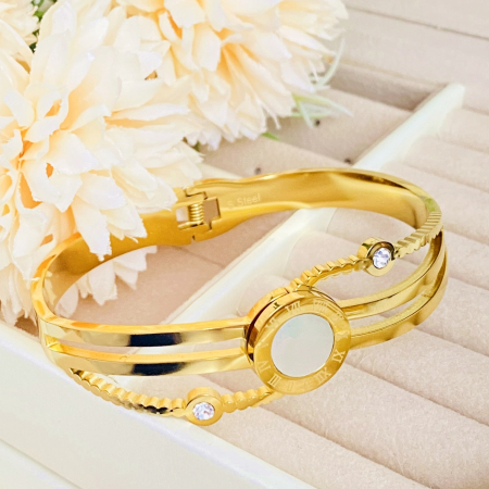 Bratara Aurie Bangle Ceas Otel Inoxidabil, Bijuterii Inox, Bratari Dama [5]