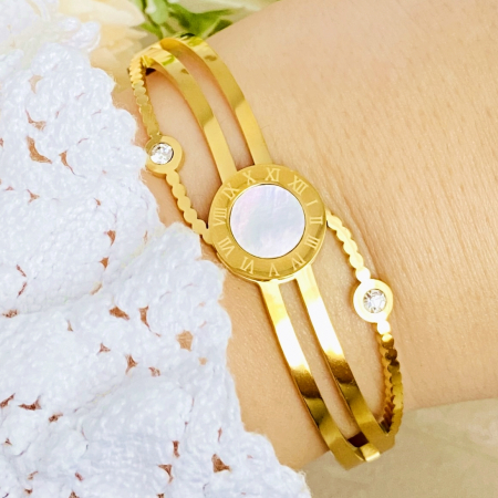 Bratara Aurie Bangle Ceas Otel Inoxidabil, Bijuterii Inox, Bratari Dama [6]
