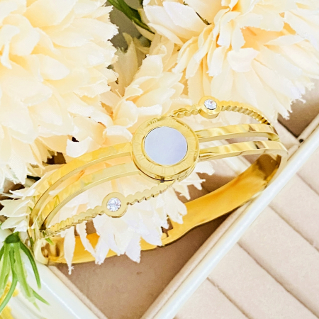 Bratara Aurie Bangle Ceas Otel Inoxidabil, Bijuterii Inox, Bratari Dama [7]