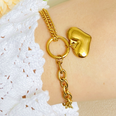 Bratara Aurie Inima Mare Otel Inoxidabil, Bijuterii Inox, Bratari Dama [4]